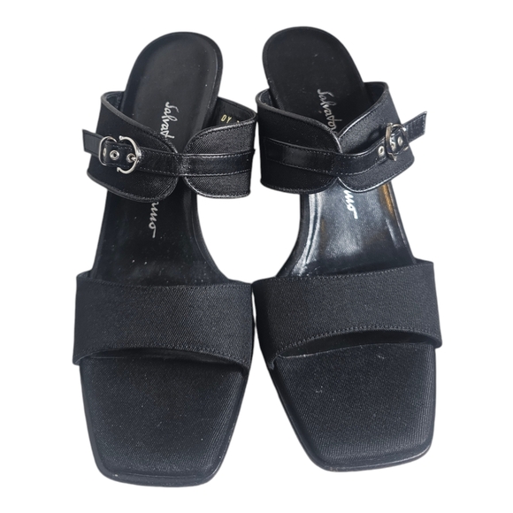 Olivia Ferragamo Black Leather Ankle Straps 4" Platform Heels Size 6 - Picture 10 of 10